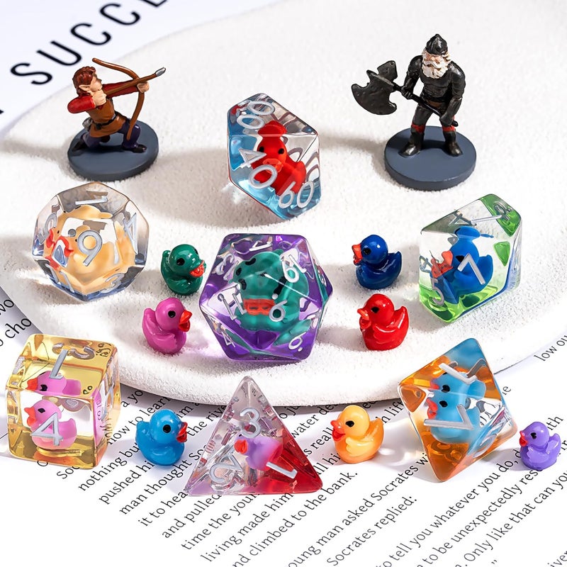 weyano Duck Resin D&D Dice Set, 7-Piece DND Polyhedral Dice (D4, D6, D8, D10, D12, D20, D%) Dungeons and Dragons Dice Set - Image 5